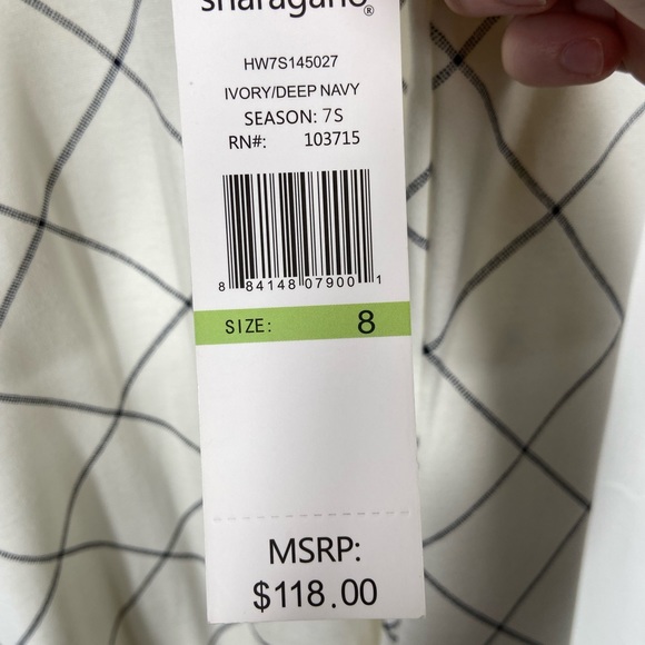 NWT Sharagano Cream and Navy Sleeveless Dress - Picture 4 of 6